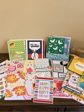 35+ Assorted Colorful Birthday & Greeting Card Bundle